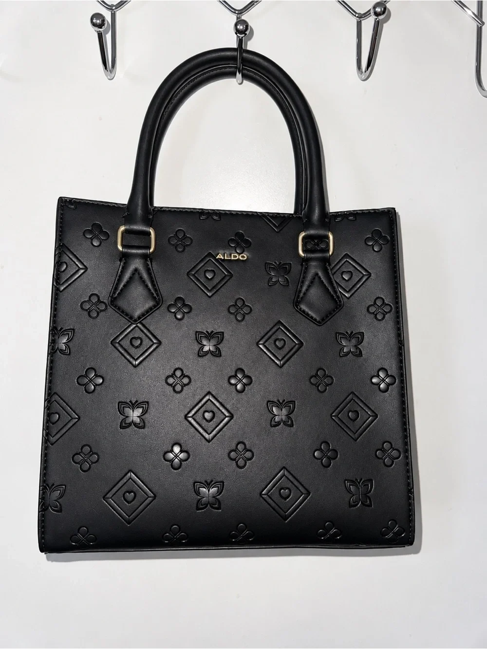 ALDO Black Embossed Top-Handle Satchel